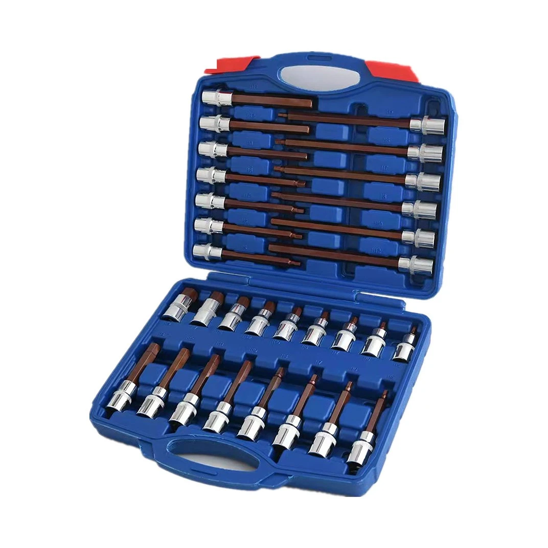 

China Manufacturer Professional Tool Kit Made of S2 or CRV Steel 1/4" 3/8" and 1/2" Nut Socket Driver Set