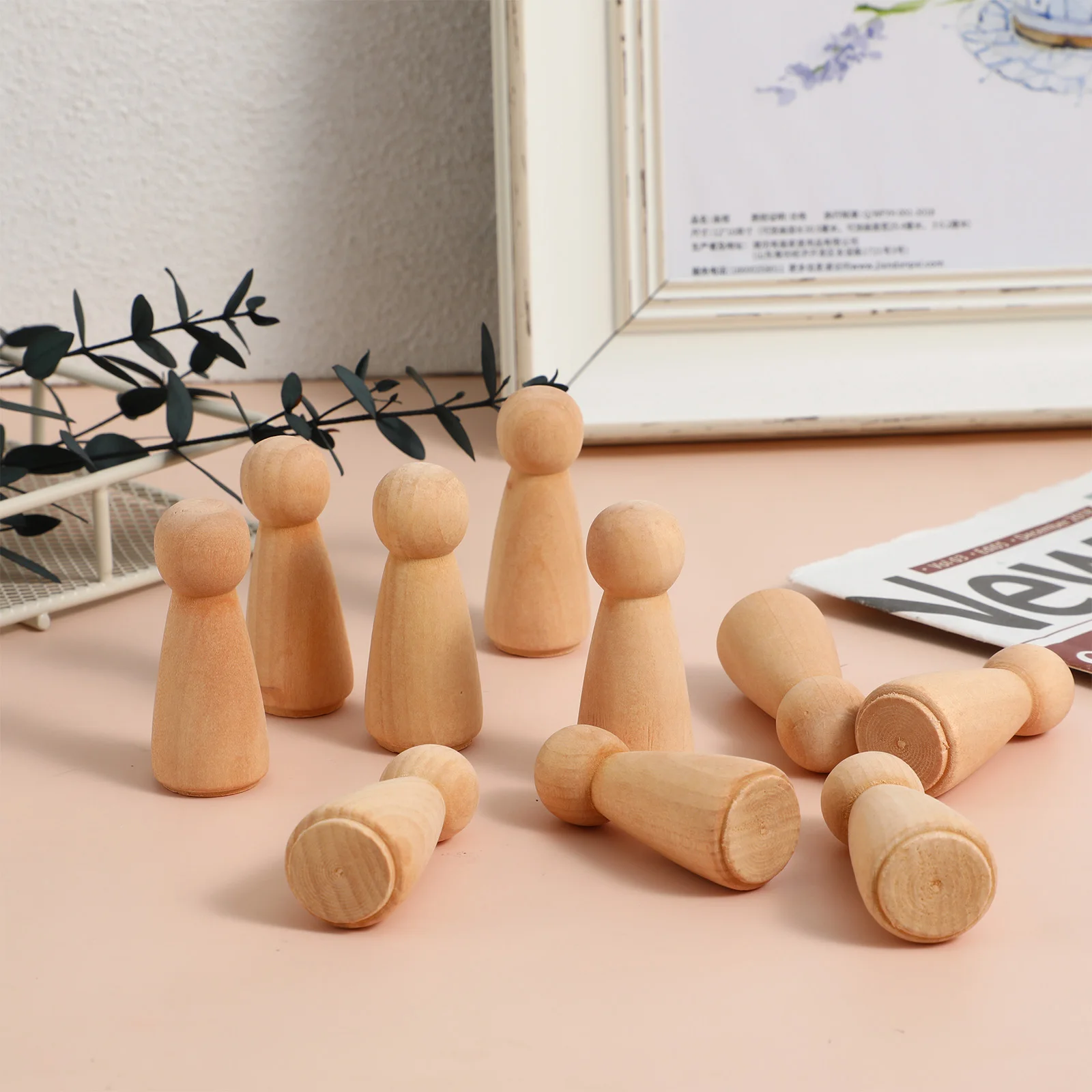 10Pcs Wood Peg Dolls Unfinished Mom Shape Wooden Peg People DIY Painting Handicrafts Wooden Peg for Craft Miniature Figures