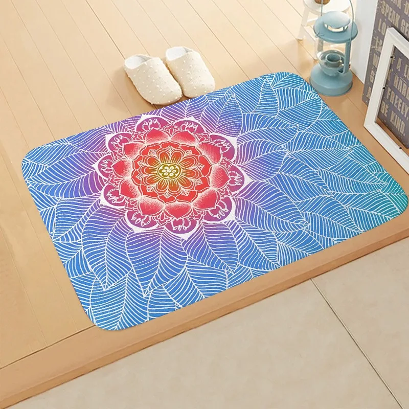 Mandala printed floor mat bathroom door absorbent mat home decoration bedroom living room entrance door carpet