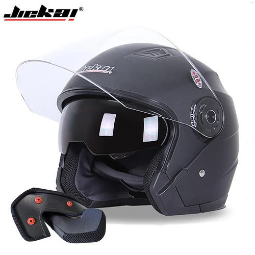 Imagen 2 del producto JIEKAI Casco De motocicleta para hombre con doble lente Scooter Moto Casco Village Riding Capacete De Moto Cascos De Motocross