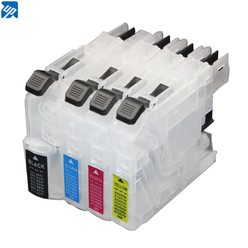 4pcs refillable ink cartridge for brother LC203 LC213 LC223 LC225 LC233 LC211 LC263 J4420DW J4625DW MFC-J5720DW J5620DW NO CHIP