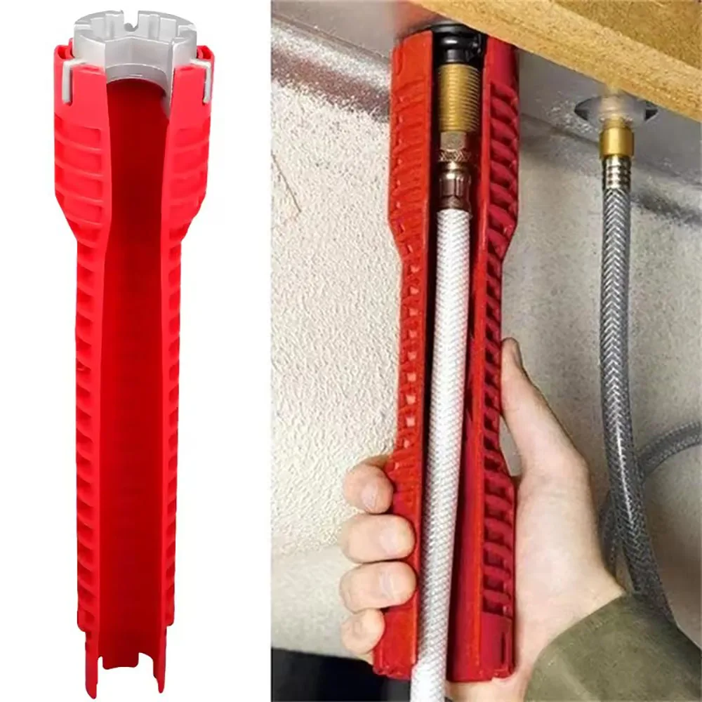 مفتاح حوض 8 في 1، أداة إصلاح غير قابلة للانزلاق، مفتاح تركيب صنبور المطبخ والحمام، مفتاح تركيب السباكة