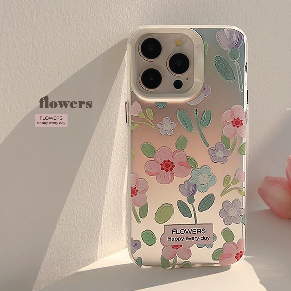 

Cute Flower Mobile Phone Case for Xiaomi 14Ultra 13Pro 12 Retro Oil Painting Reflective Luxury Anti-drop Protective Cover