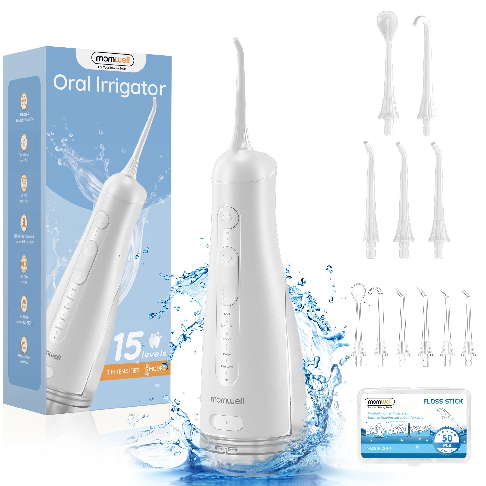 

Water Dental Flosser IPX7 Waterproof 5 Modes 3 Pressure Irrigate for Teeth Clean