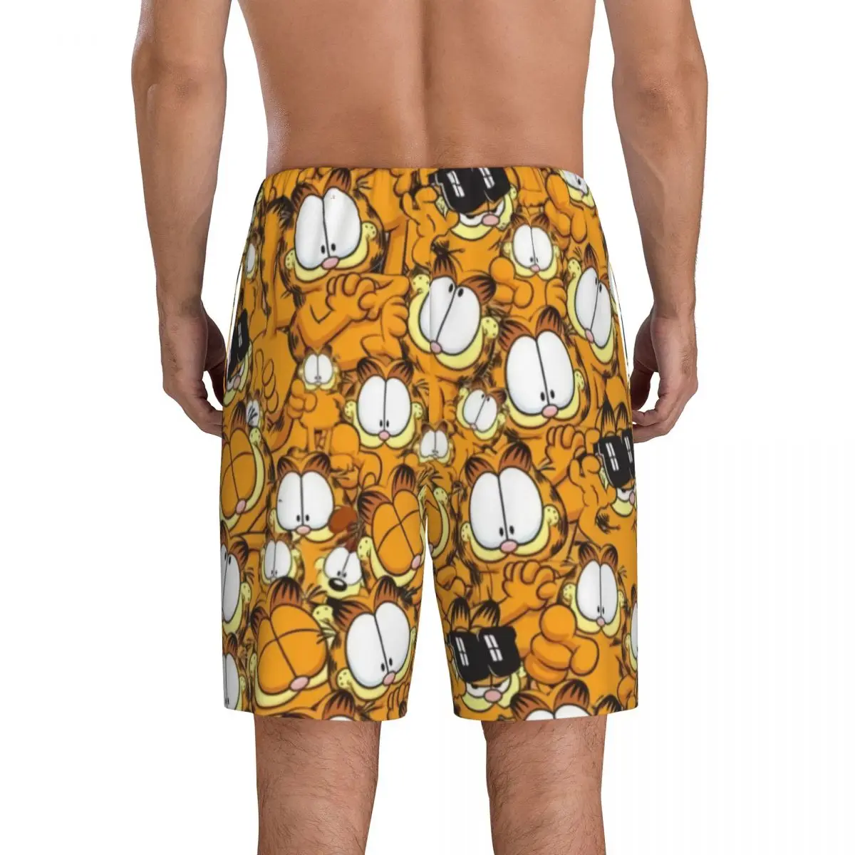 Pantalones cortos de pijama con estampado personalizado para hombre, ropa de dormir con estampado de gato, dibujos animados, Manga, Garfield, Pjs,