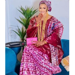 African Dresses For Women Traditional Wedding Party Clothing Original Riche Dashiki Robe Printed Evening Gowns With Scarf Robe