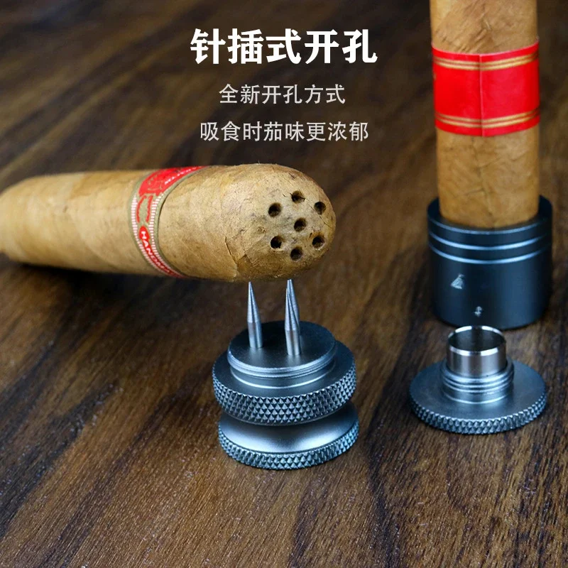 Multi-Function Portable Holder Cigar Punch Cutter Gadget Pocket Metal Hole Cut Drill Cigar Draw Enhancer Needle Tool