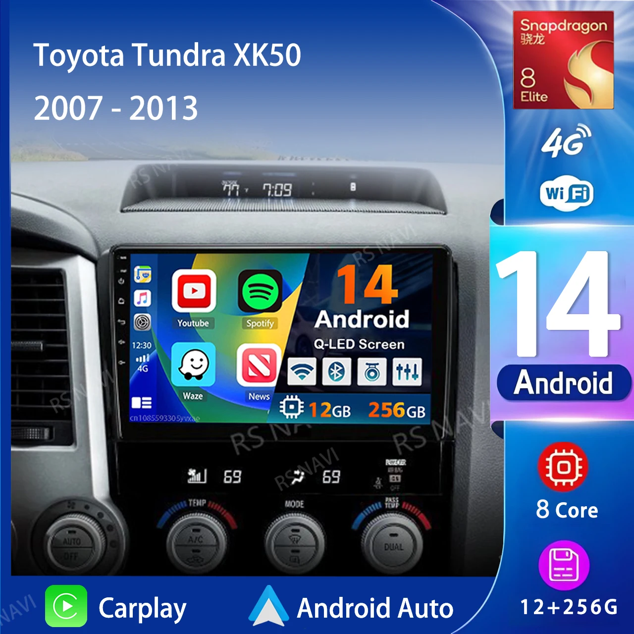 

Android 14 Carplay Auto 2K Screen Car Radio BT Multimedia Video Player For Toyota Tundra XK50 2007 - 2013 2 din Autoradio Stereo