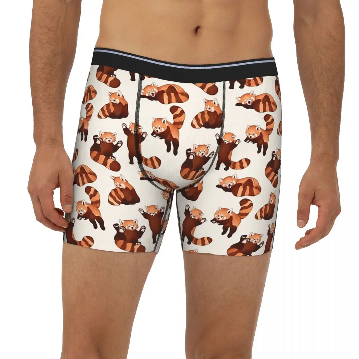 

Длинные трусы-боксеры с рисунком красной панды, короткие мужские трусы, мягкое нижнее белье для мужчин, подарок бойфренду