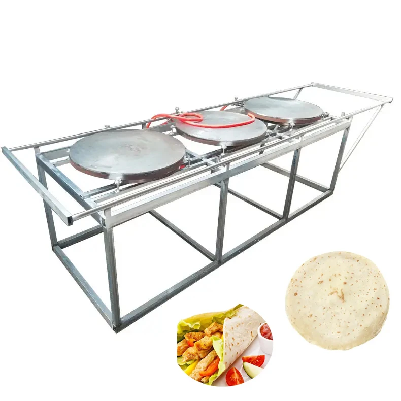 20 Cm Cooked Pita Bread Making Machine Gas Heating Corn Tortilla Maker Thin Flat Bread Chapati Roti Mexico Burrito Machine