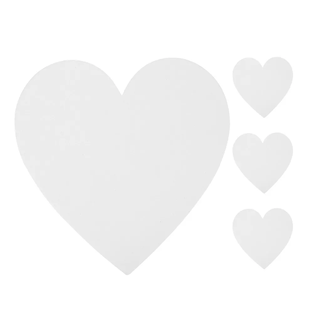 4Pcs Cotton Heart Shape Stretched Canvas Boards Oil Acrylic Painting Panels Blank Canvas for Students Artist Hobby Painters