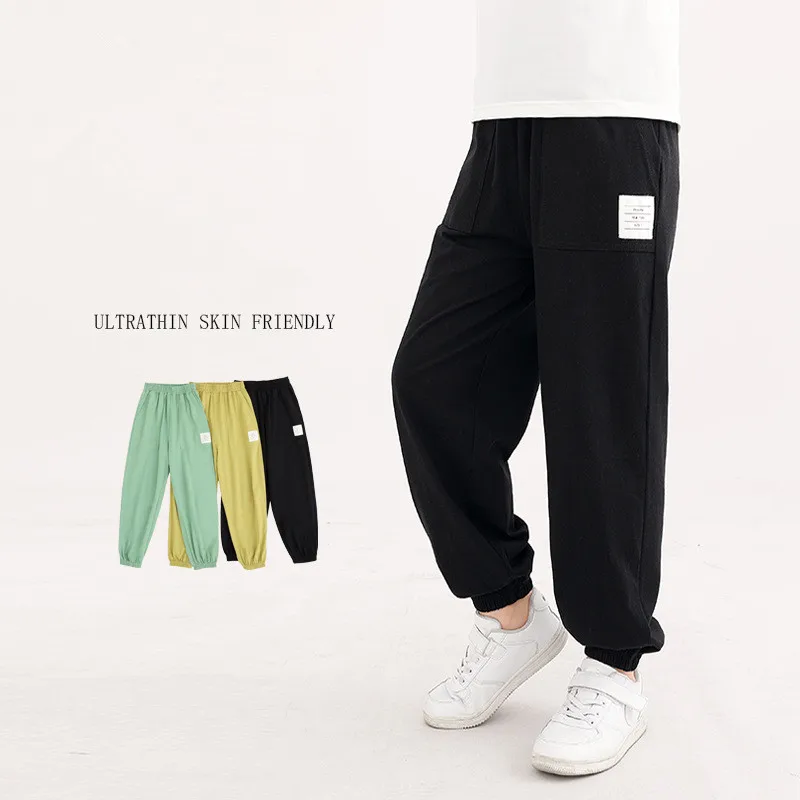 Boys Summer Harem Pants New 2024 Korean Version Ultrathin Kids Solid Loose Casual Trousers For Children's 4-13 Years Wear