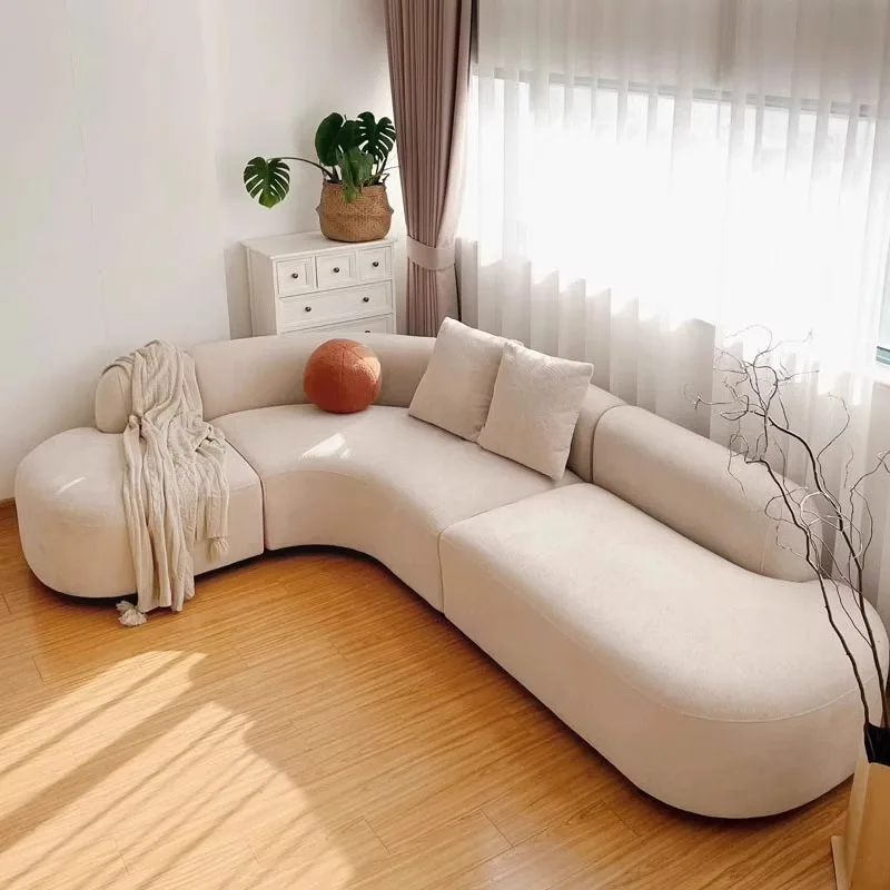 For Italian Minimalist Fabric Sofa Set Wabi-Sabi Inspired Simple Technology Wood and Cloth for Living Room VIP Corner - view 4