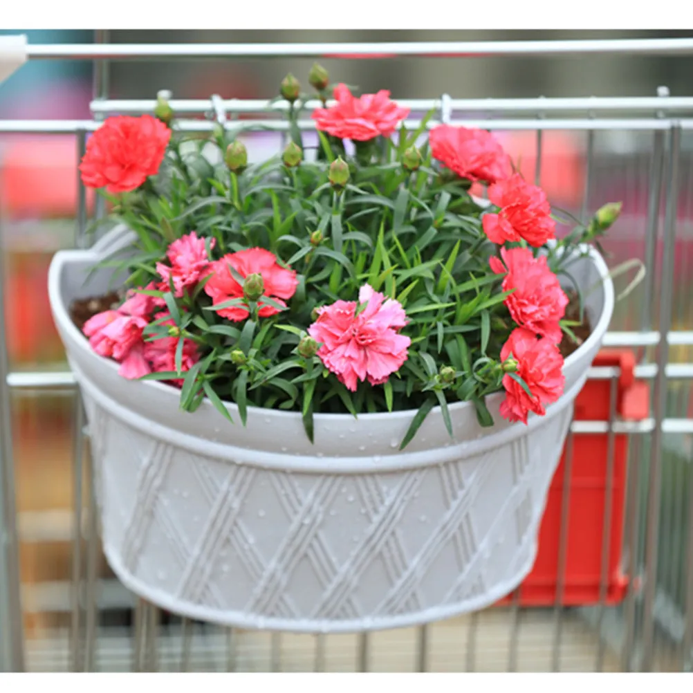 1Pcs Hanging Basket Plastic Flower Pot Wall Mounted for Plants Flowers Decoration Living Room Bedroom Kitchen Grey White