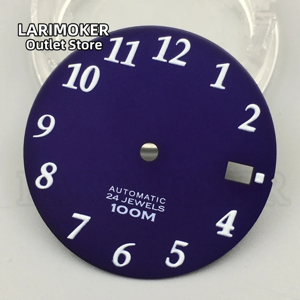 LARIMOKER 29MM pilot watch dial parts date window Arabic numerals index green luminous suitable for NH35 movement