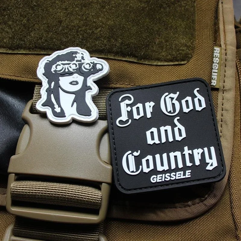 For God and County PVC Patch Military Morale Badge on Helmet Backpack Sticker Embroidered Hook&loop Patches Tactical Armband