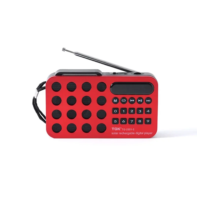 Mini Portable Pocket FM Radio Solar Charging Wireless Speakers Support USB TF Card Play Bluetooth-compatible FM Radio Receiver