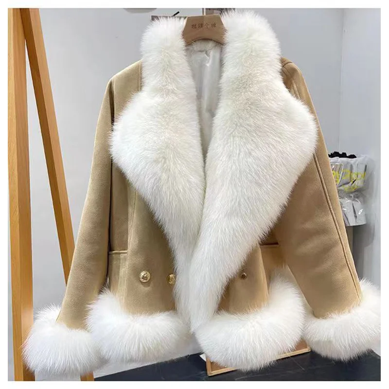 Imagem -06 - Superando o Cabolsa de Pele Feminino Colarinho Super Grande Conjunto de Inverno para Jovens Novo Estilo 2023