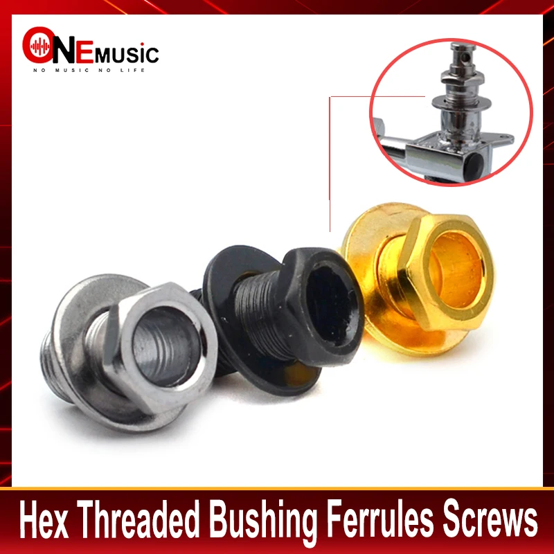 10Sets Hex Threaded Guitar Tunig peg machine head Bushing  Ferrules and  Mount Screws Balck-Gold-Chrome