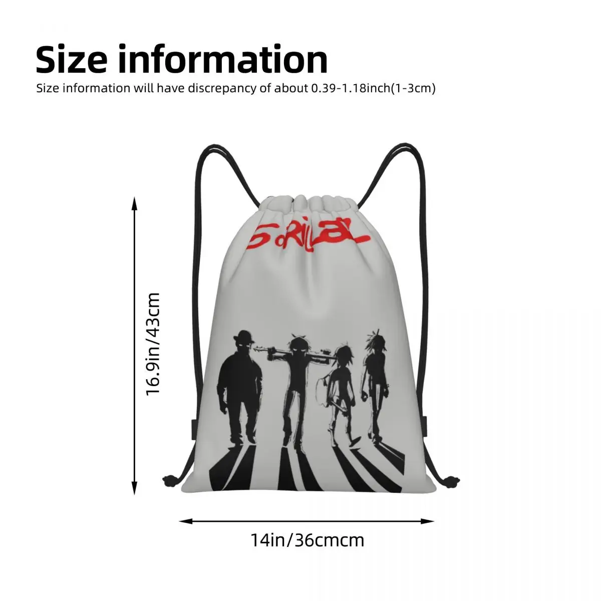 Personalizado Gorillazs Rock Band Wallpaper Mochila com cordão Bolsa de ginástica esportiva para homens e mulheres Mochila de treinamento