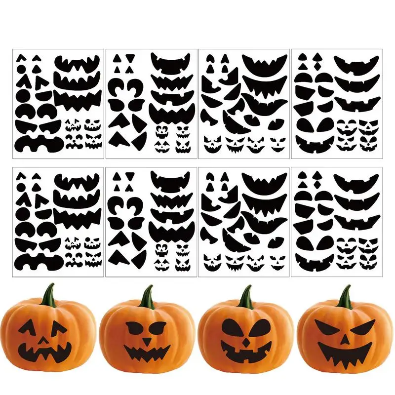 Halloween Pumpkin Stickers Jack O Lantern Stickers Halloween Decor Kit 8 Sheets Halloween Party Activities Games Supplies Favors