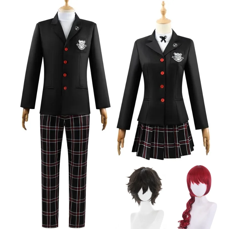 

Game Cosplay Amamiya Ren Kasumi Yoshizawa Cosplay Men Women School Uniform Unisex Halloween Suit Coat Party Black Uniform Set