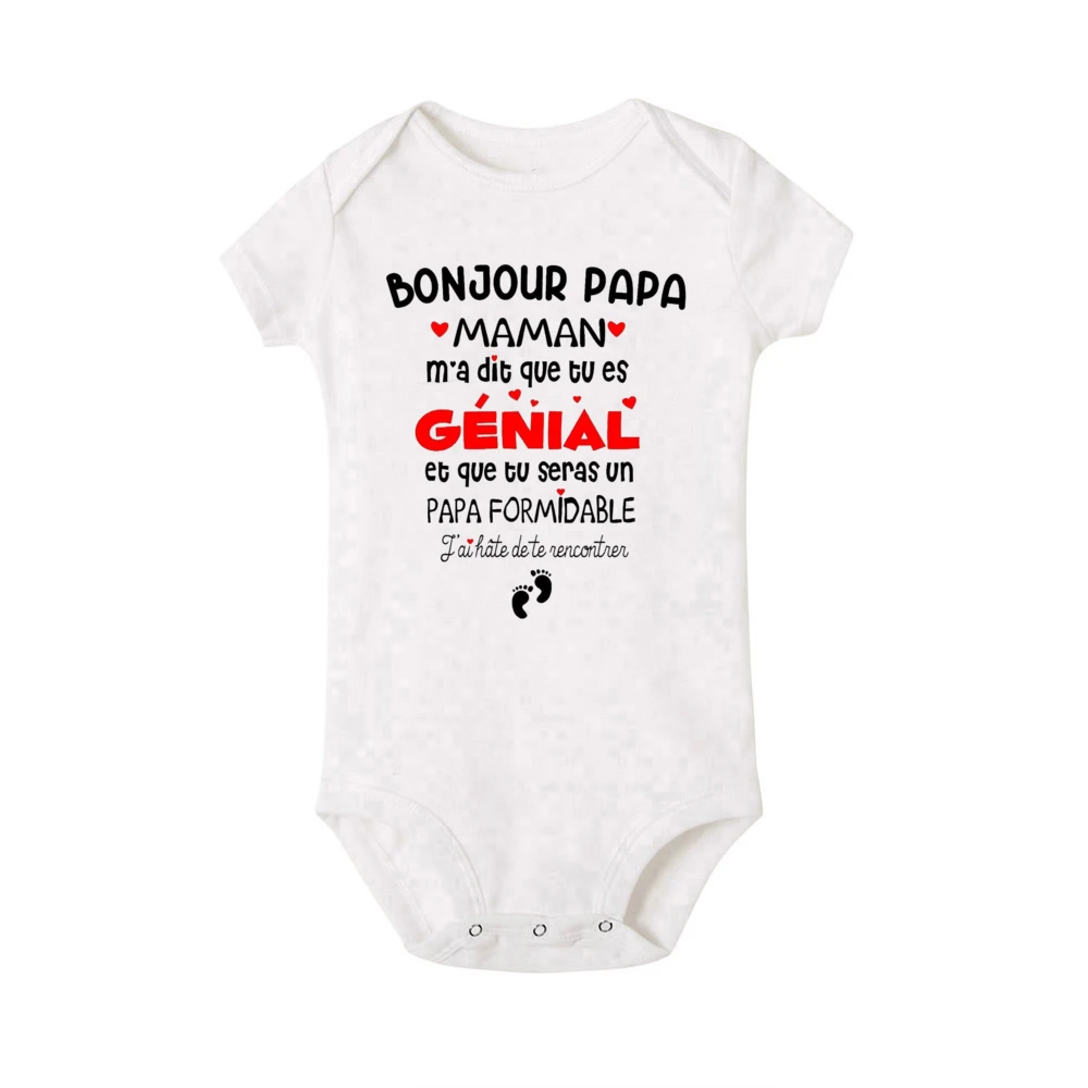 Hello Dad Mom Told Me That You Will Be A Great Dad Baby Bodysuit Pregnancy Announcement Infant Clothes Baby Short Sleeve Romper