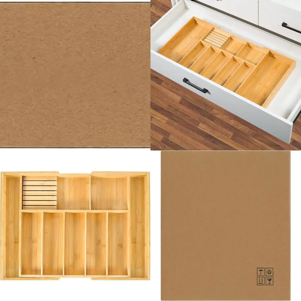 

Очень большой держатель для кухонной утвари, бамбуковый органайзер для столового серебра, расширяемый органайзер для столовых приборов с блоком для ножей, многофункциональный