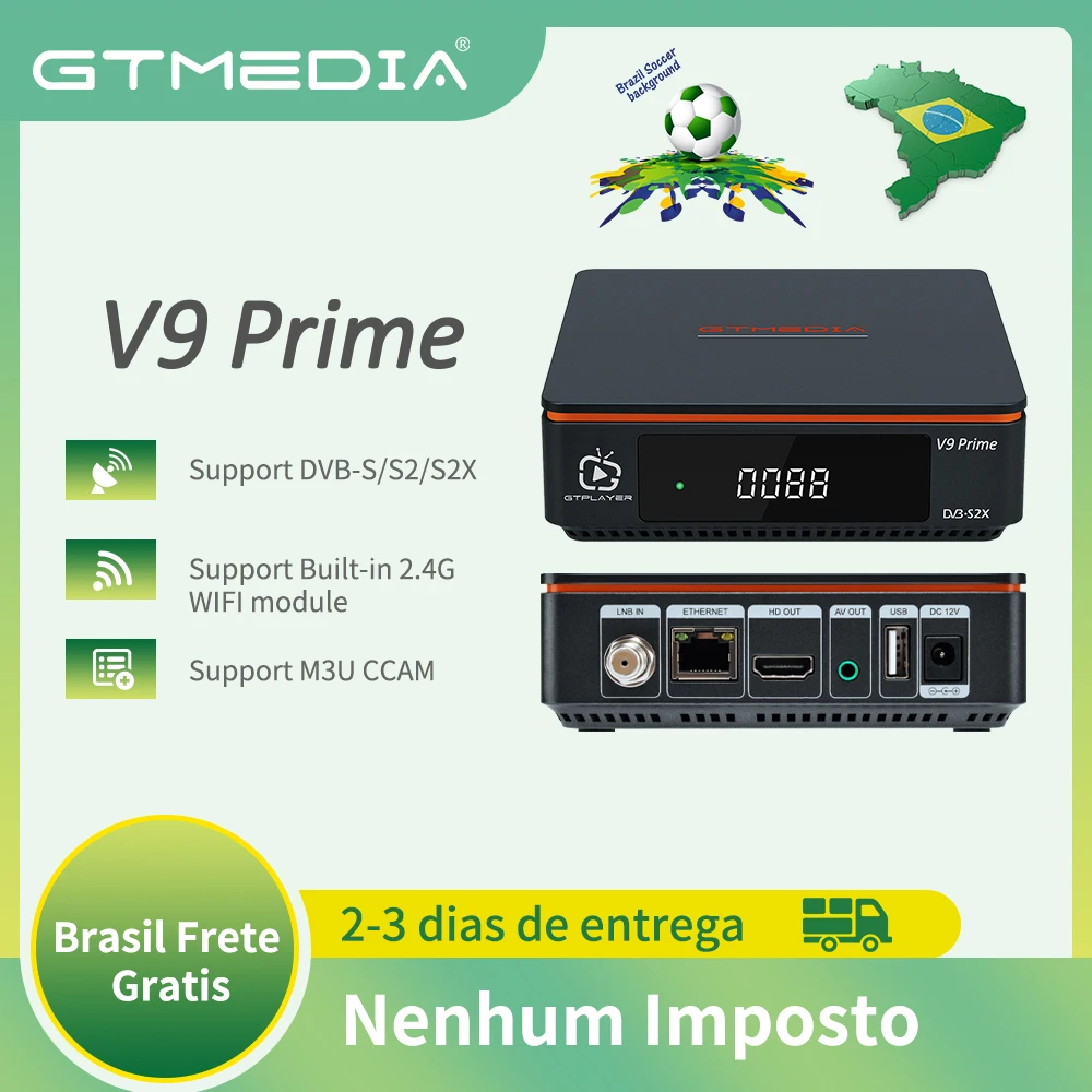 GTMEDIA-receptor de satélite V9 Prime VCM/ACM/multi-stream DVB-S/S2/S2X, actualización V9 Super, compatible con M3U, CS, H.265, WiFi integrado