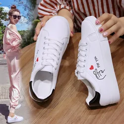 Fashion White Breathable Women Running Shoes New Spring Autumn Embroidered Flower Lace-Up Casual Sneakers Zapatos De Mujer