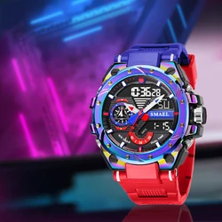 Orologio al quarzo per uomo SMAEL orologi da polso orologio rosso braccialetto 50M sveglia impermeabile analogico digitale 8060 orologi sportivi