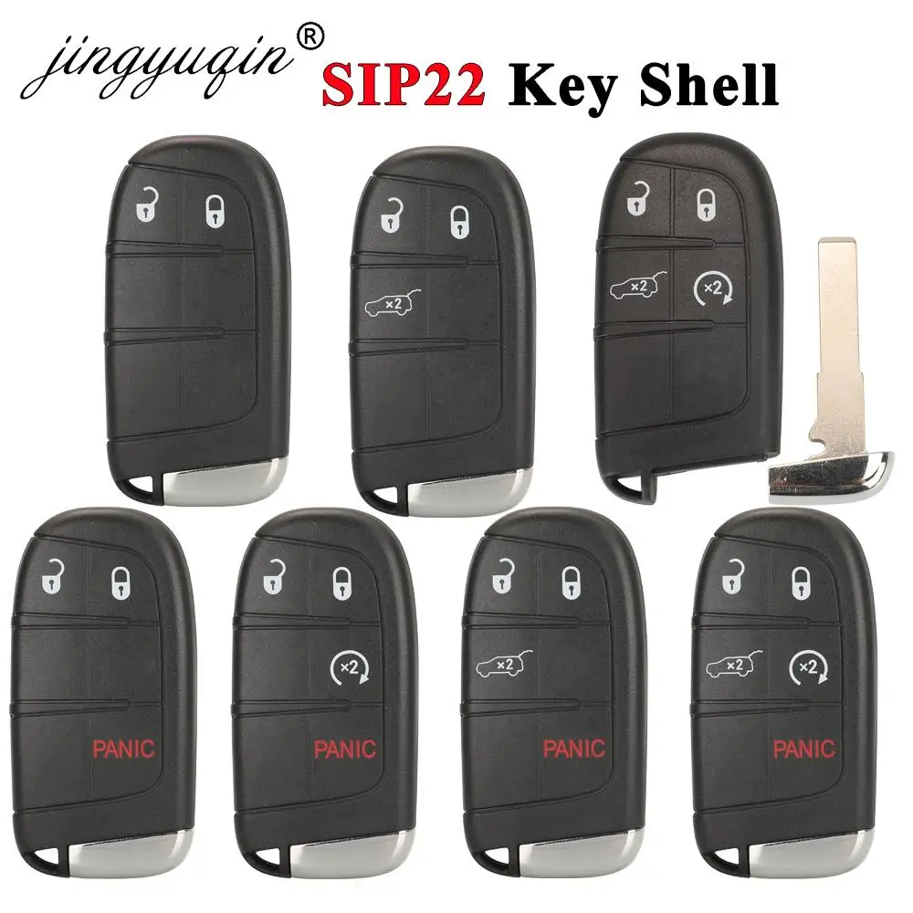 jingyuqin SIP22 Blade Smart Remote Car Key Shell Fob for Jeep Renegade Compass 3/4/5 Buttons Auto SUV Keyless Entry Fob Case