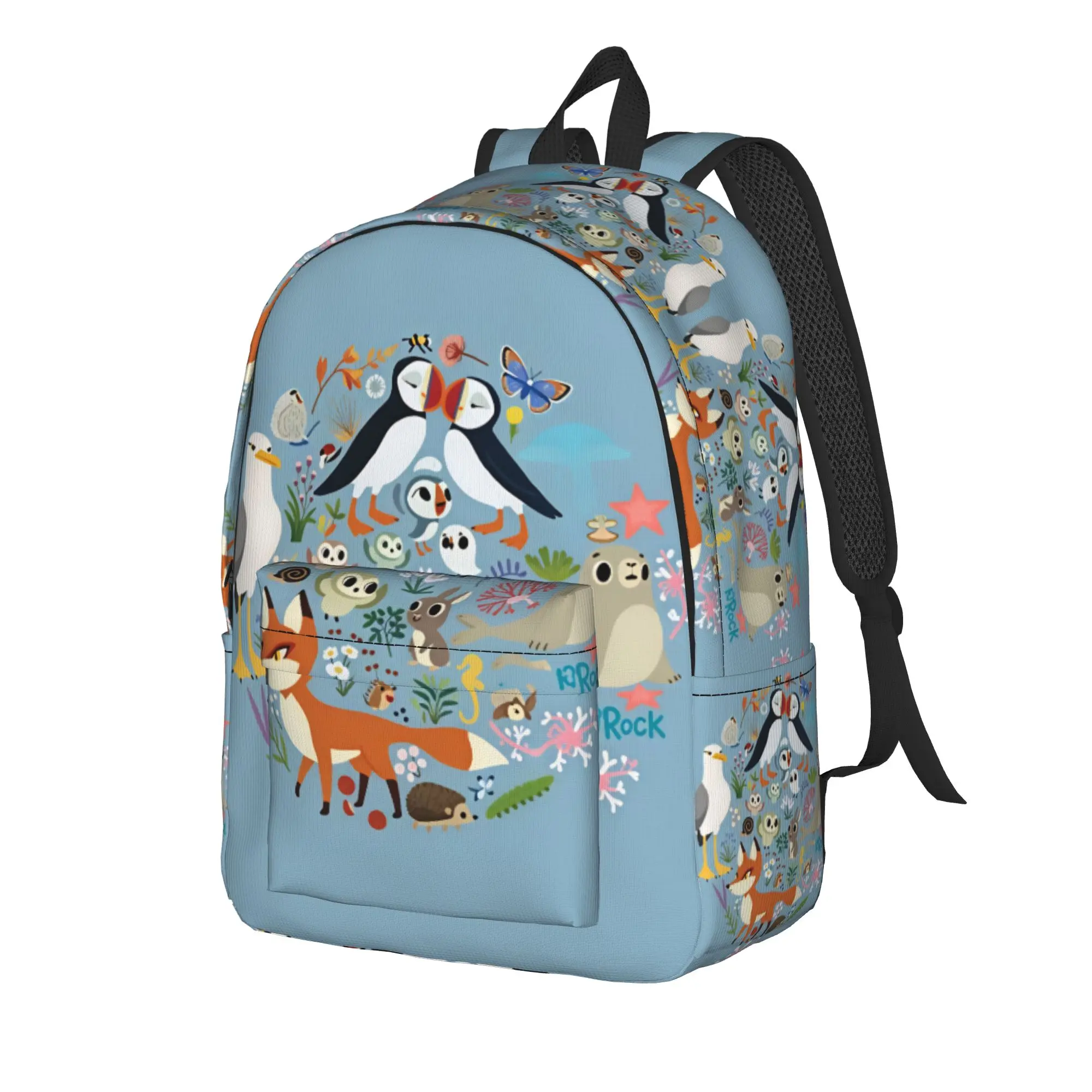 Puffin Rock And New Friends Backpack Women  Soft Backpacks Polyester Kawaii High School Bags Camping Custom Rucksack