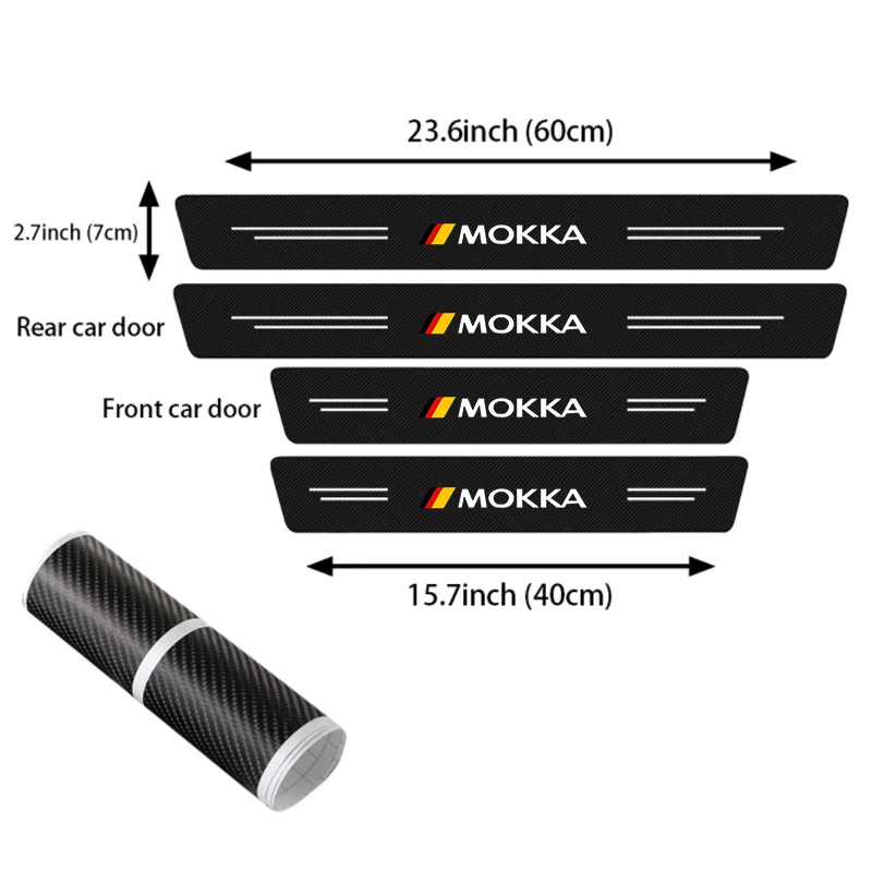 Car Door Sill Protector Anti Scratch Decals for Opel MOKKA Logo Carbon Fiber Auto Threshold Scuff Plate  Sticker Strip Interior