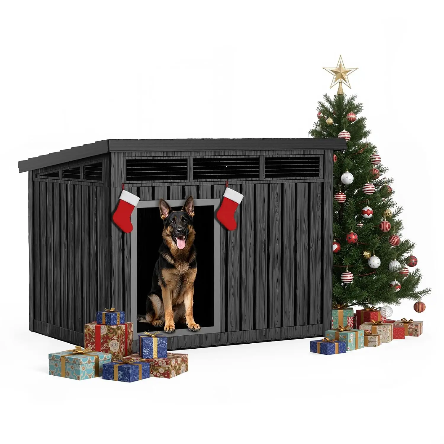 Large Dog House Outdoor Indoor Weatherproof Removable Roof Small To Large Dogs 42.87x32.95x31.61in, Customized