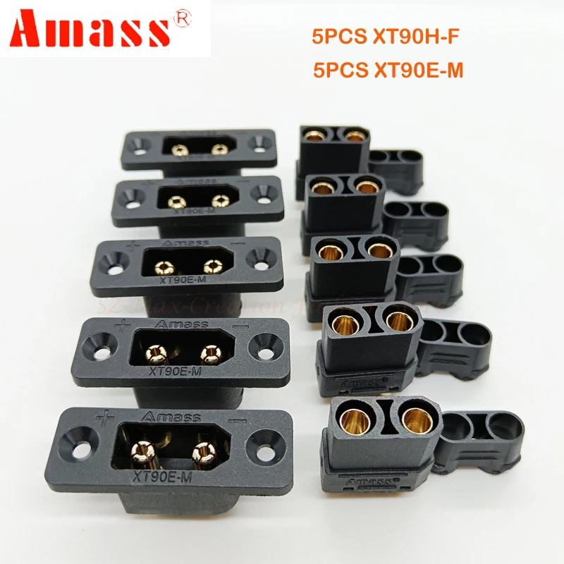 5/10Pcs Genuine AMASS Black/Yellow XT90E-M XT90S XT90H Male/ Female Plug Screw Mount Protector Cover Connectors