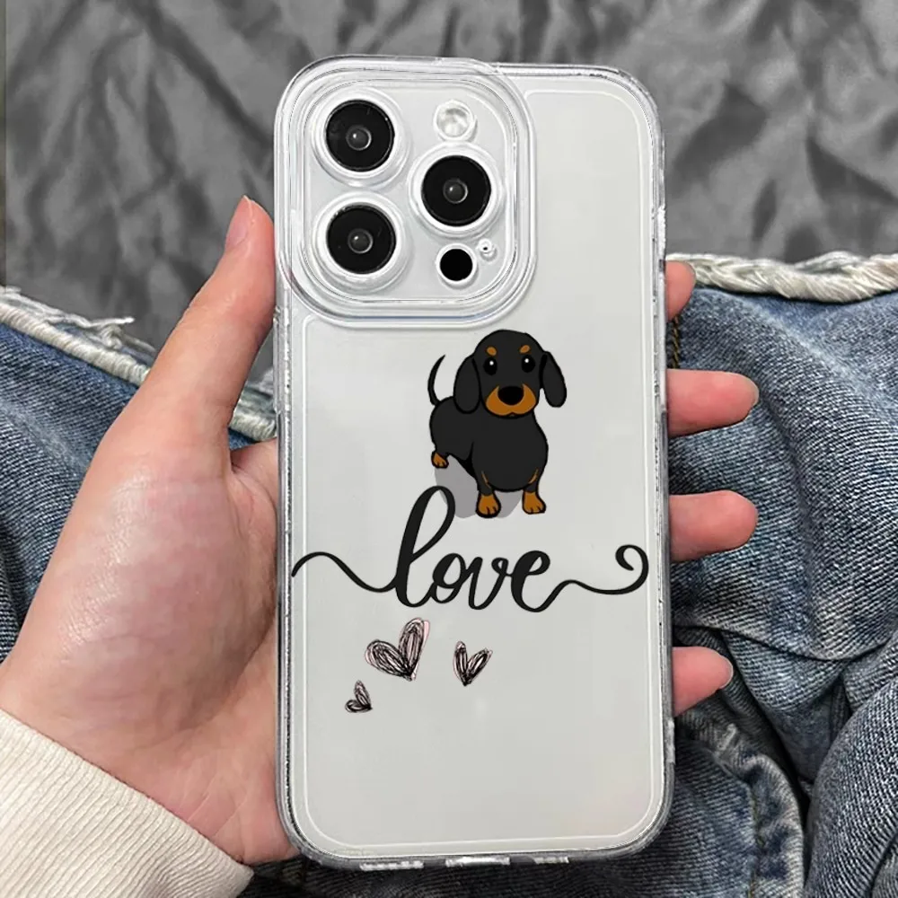 Dachshund Silhouette Dog Phone Case For Iphone 15 11 13 14 Pro Max 7 8 Plus X Xr Xs Max Se2020 12mini Transparent Cover