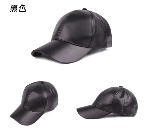 Imagen 2 del producto Nueva gorra de béisbol de cuero PU-Sombrero de Hip Hop ajustable Unisex, visera ligera de Color sólido para deportes al aire libre y sol 구 모자