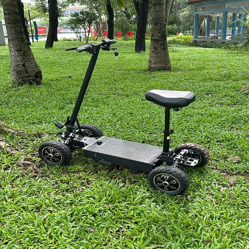 Electric four-wheeler elderly pick-up and drop-off child folding car elderly help scooter lazy skateboard battery car