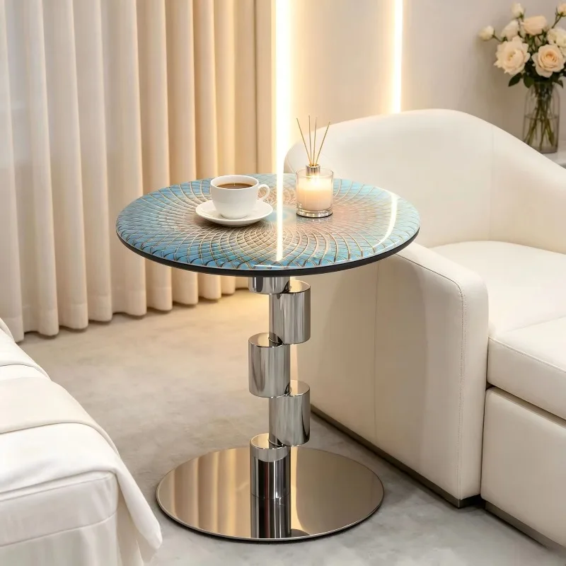 Luxury Modern Minimalist Round Side Table, Corner Coffee End Table for Living Room Bedroom Bedside