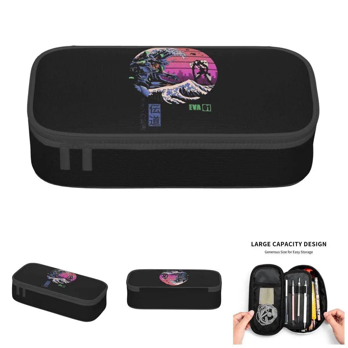 

EVA Neon Genesis Evangelion Kawaii Pencil Case Boy Girl Large Capacity Anime Japanese Pencil Bag School Accessories