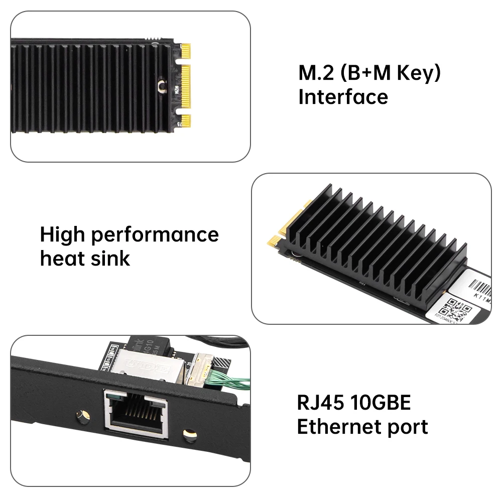 بطاقة شبكة M.2 B+M 10GbE 10G/2.5G/1Gbps RJ45 إيثرنت جيجابت Nic محول AQC113 منفذ واحد منفذ واحد لخادم الكمبيوتر المكتبي