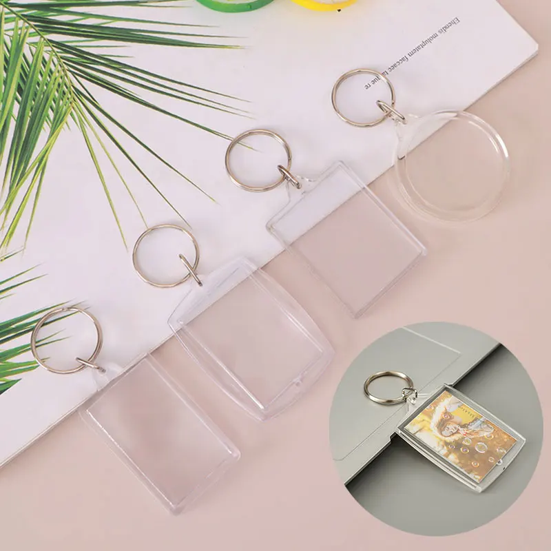 Photo Frame Keychain for Women Rectangle Transparent Acrylic Insert Photo Picture Frame Keyring DIY Split Ring Key Chain Gift