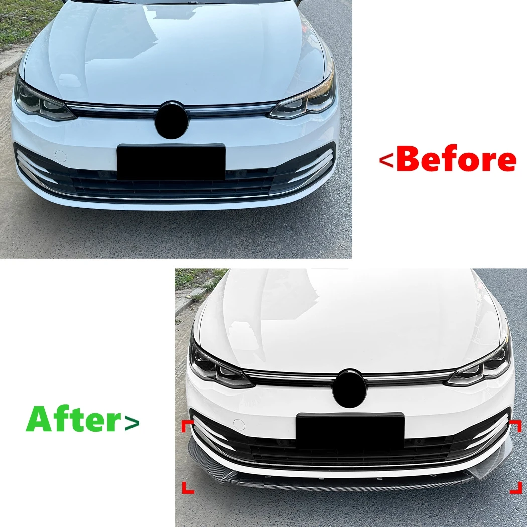 Car Front Bumper Lip Spoiler Diffuser Splitters Body Kit Aprons Guard Trim For VW Golf 8 Golf MK8 Standard Edition Pro 2020-2024