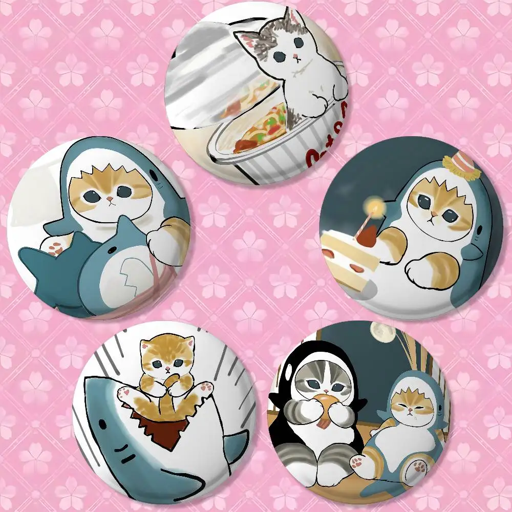 Cartoon M-Mofusands Cat Cover Brooches Funny Meme Badge Fashion Jewelry Gifts