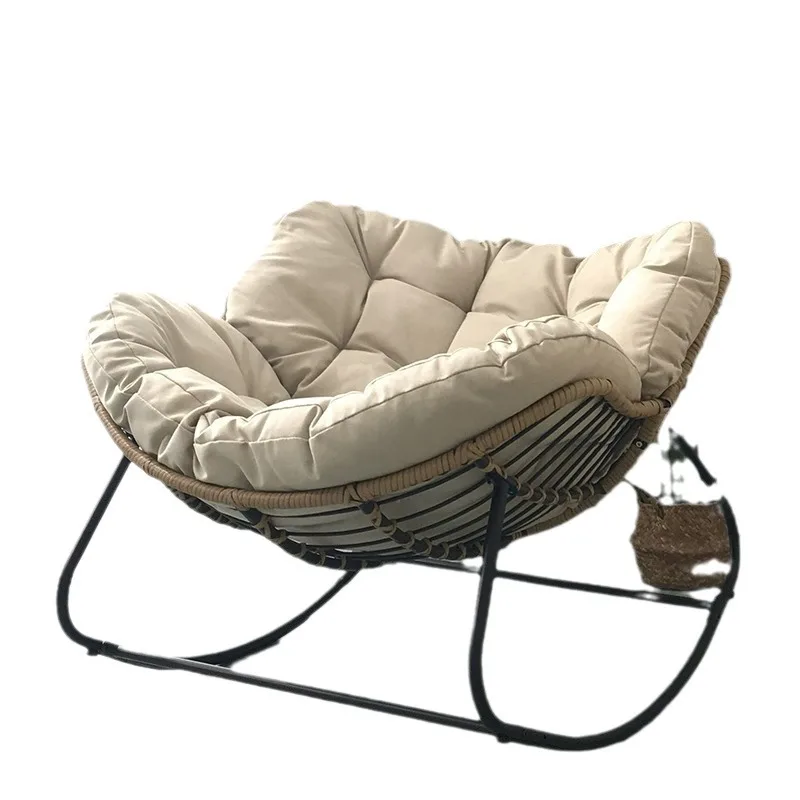 Rocking Chair Living Room Light Luxury Balcony Home Leisure Lounge Chair Rattan Chair Iron Rocking Chair Modern Lazy Chair