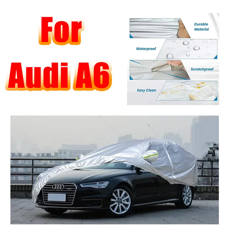 غطاء سيارة خارجي كامل غطاء ثلج خارجي ظلة مقاوم للماء والغبار مع شرائط عاكسة لأودي A6 #1