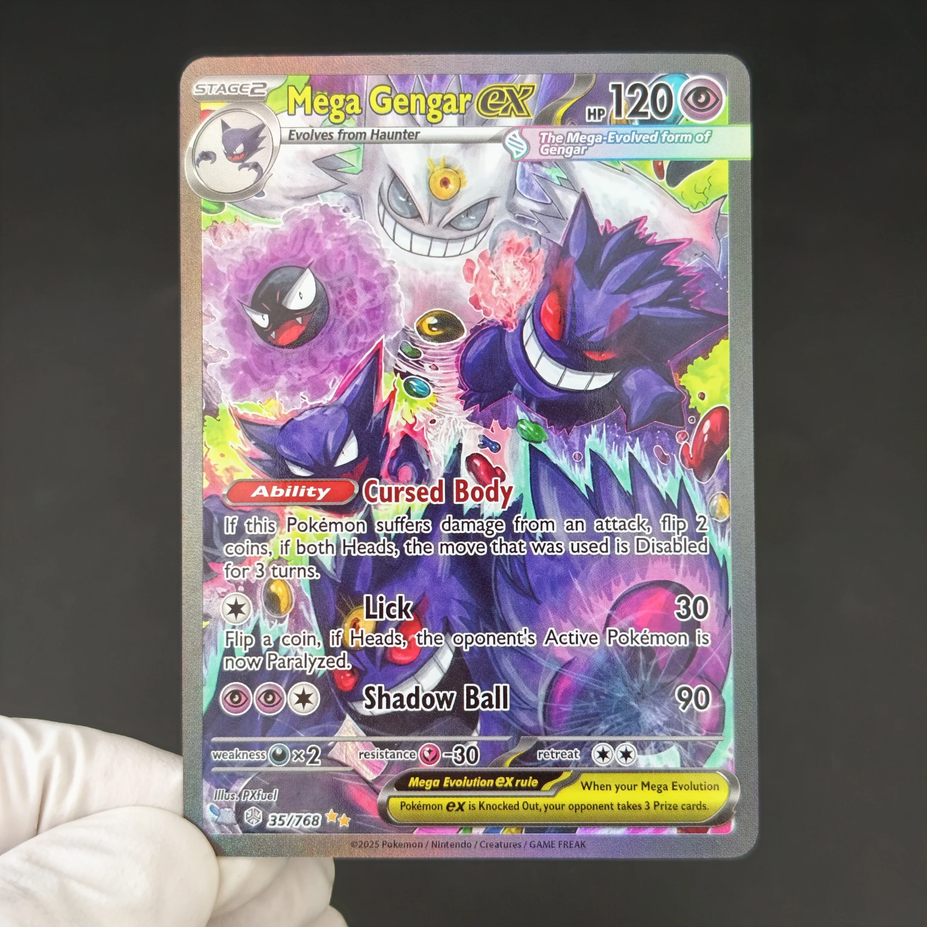 5PCS PKM Card Pokemon PTCG Mega Gengar EX Full Art Holo Texture Card DIY Self Made Single Card Classic Game Anime Cards Gift Toy view 5