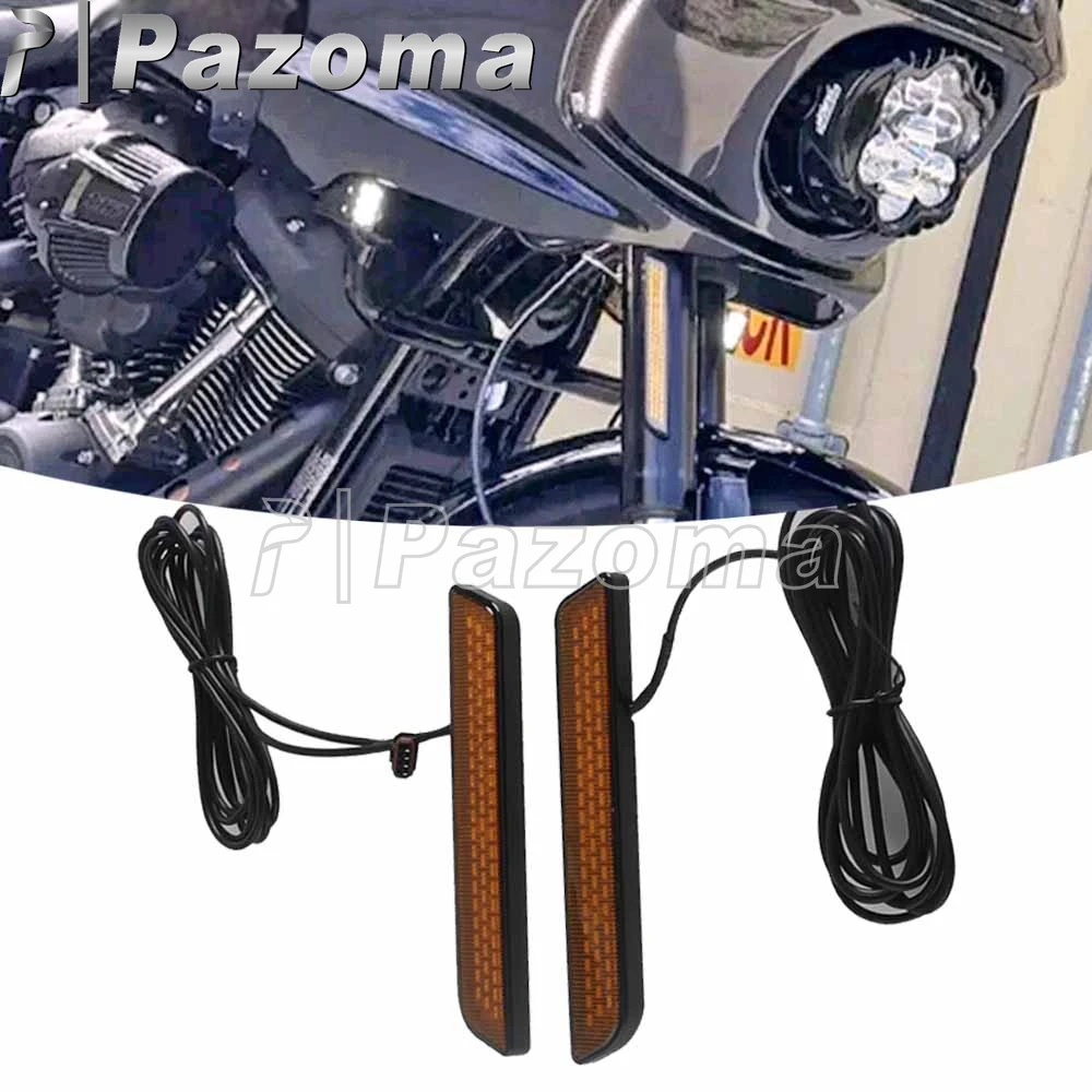 Motorcycle LED Flush Fork Turn Signal Light For Harley Touring Street Glide Electra Glide Road Glide Road King Tri Glide 2014-25