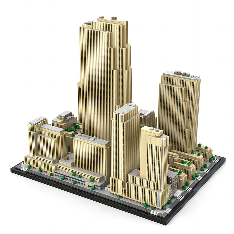 MOC Urban Street View Rockefeller Center Architecture Model Building Blocks Sets Skyscraper Bricks Assembly Toys Kid’s DIY Gifts